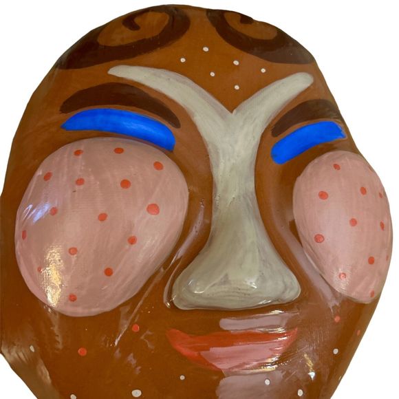 Japanese Sumo Themed Handmade Ceramic Mask - Wall Decor - Picture 4 of 7